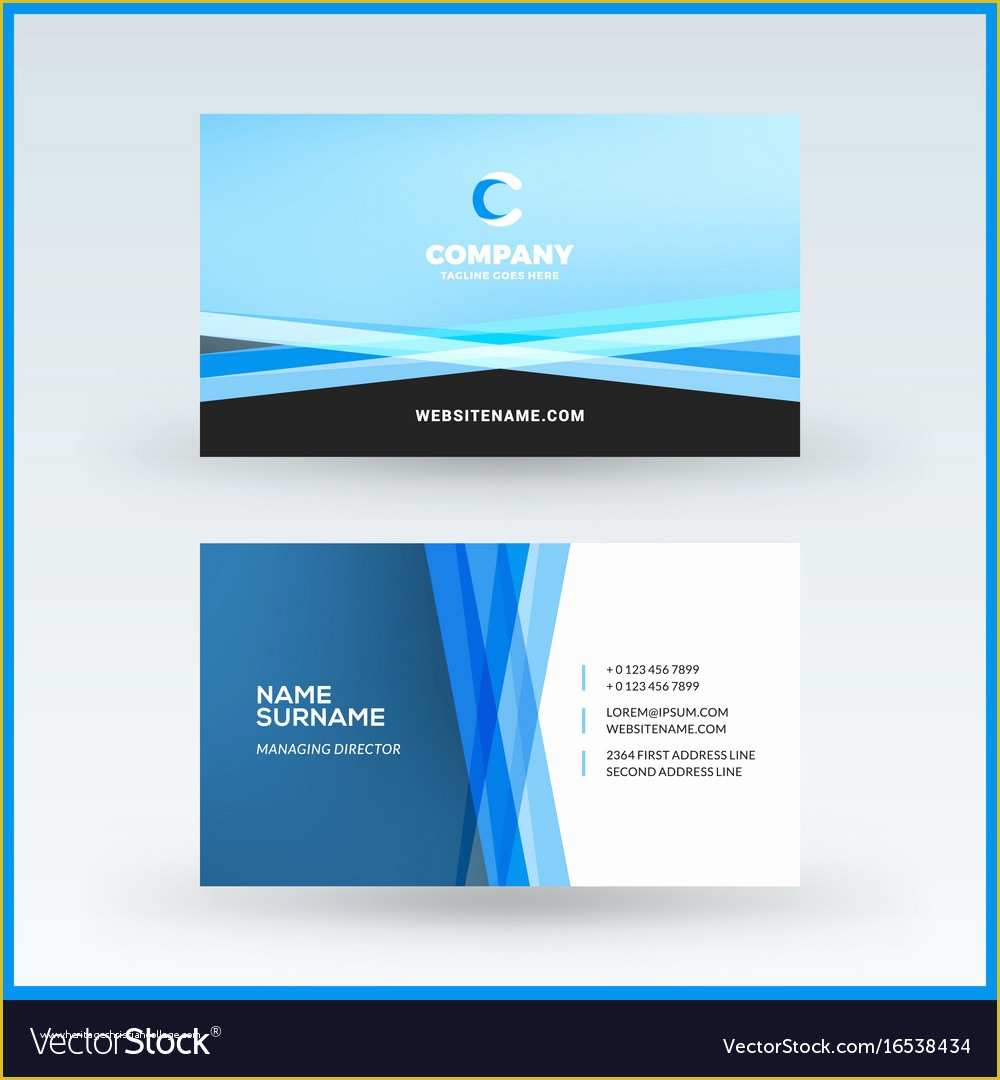 Double Sided Business Card Template Free Download Of Double Sided Horizontal Business Card Template Vector Image