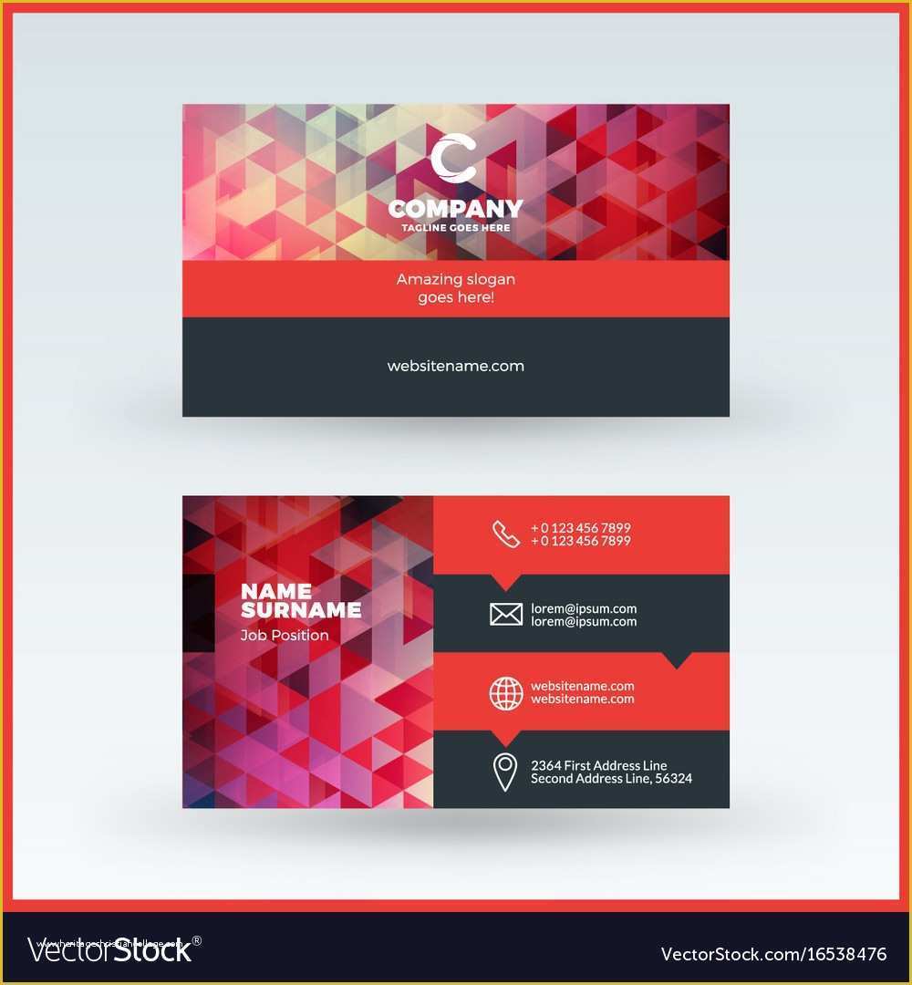 Double Sided Business Card Template Free Download Of Double Sided Horizontal Business Card Template Vector Image