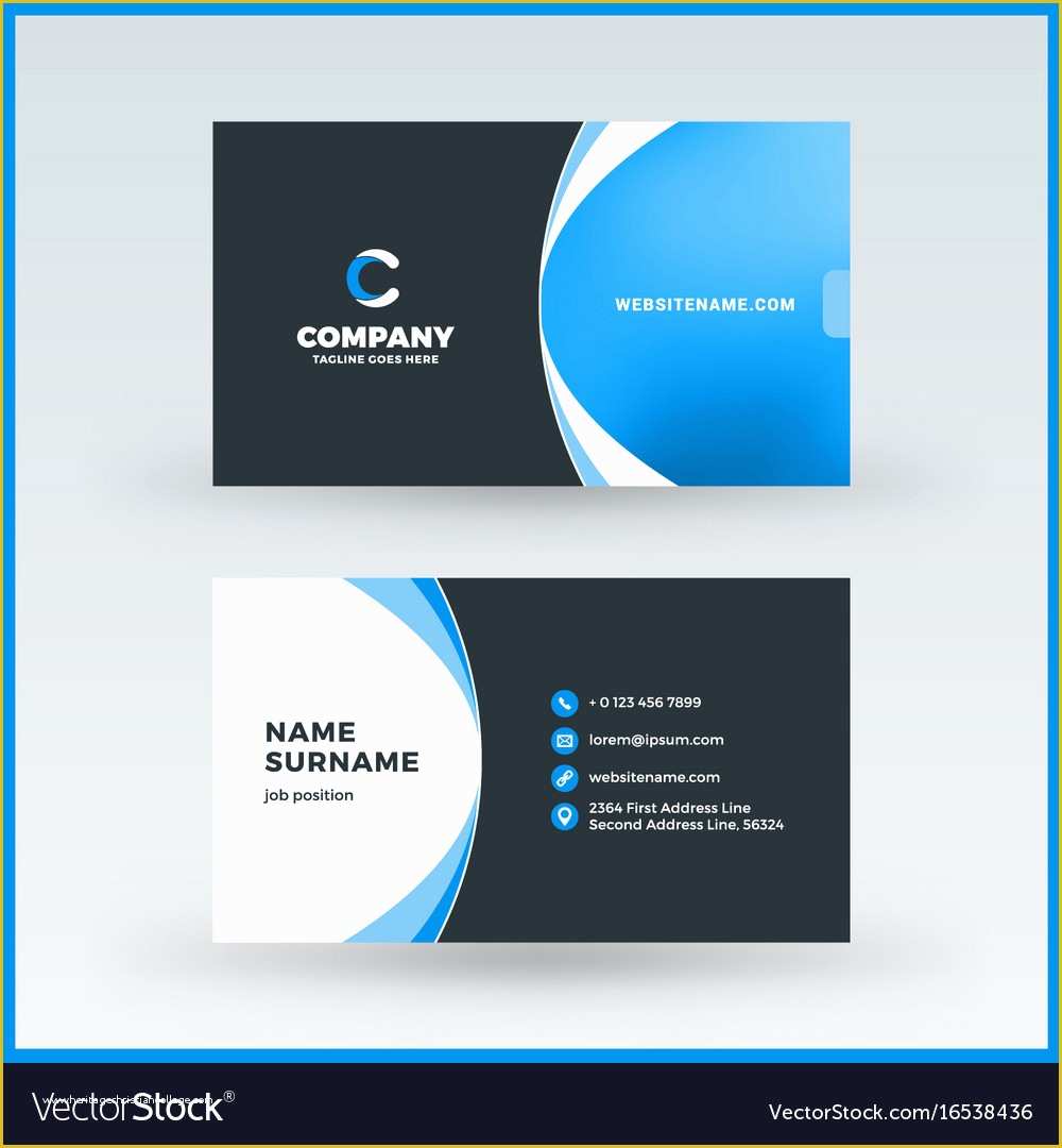 Double Sided Business Card Template Free Download Of Double Sided Horizontal Business Card Template Vector Image