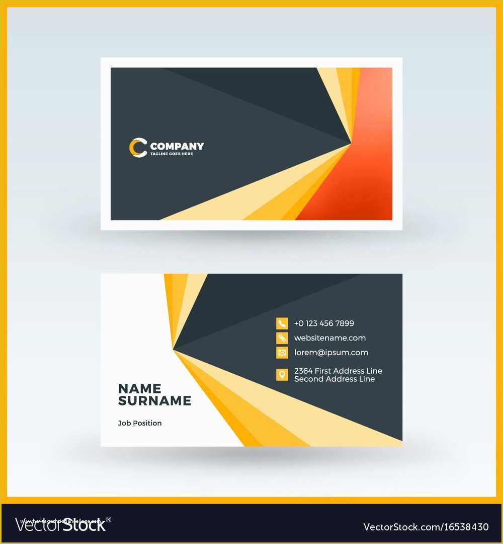 Double Sided Business Card Template Free Download Of Double Sided Horizontal Business Card Template Vector Image