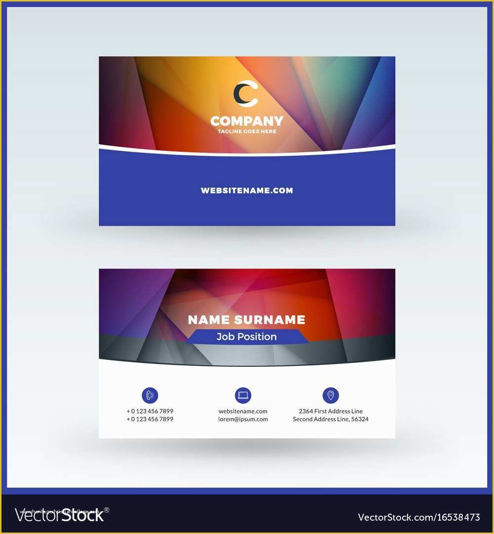 Double Sided Business Card Template Free Download Of Double Sided Horizontal Business Card Template Vector Image