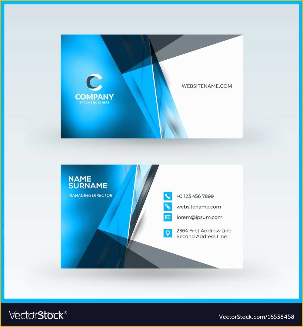 Double Sided Business Card Template Free Download Of Double Sided Horizontal Business Card Template Vector Image