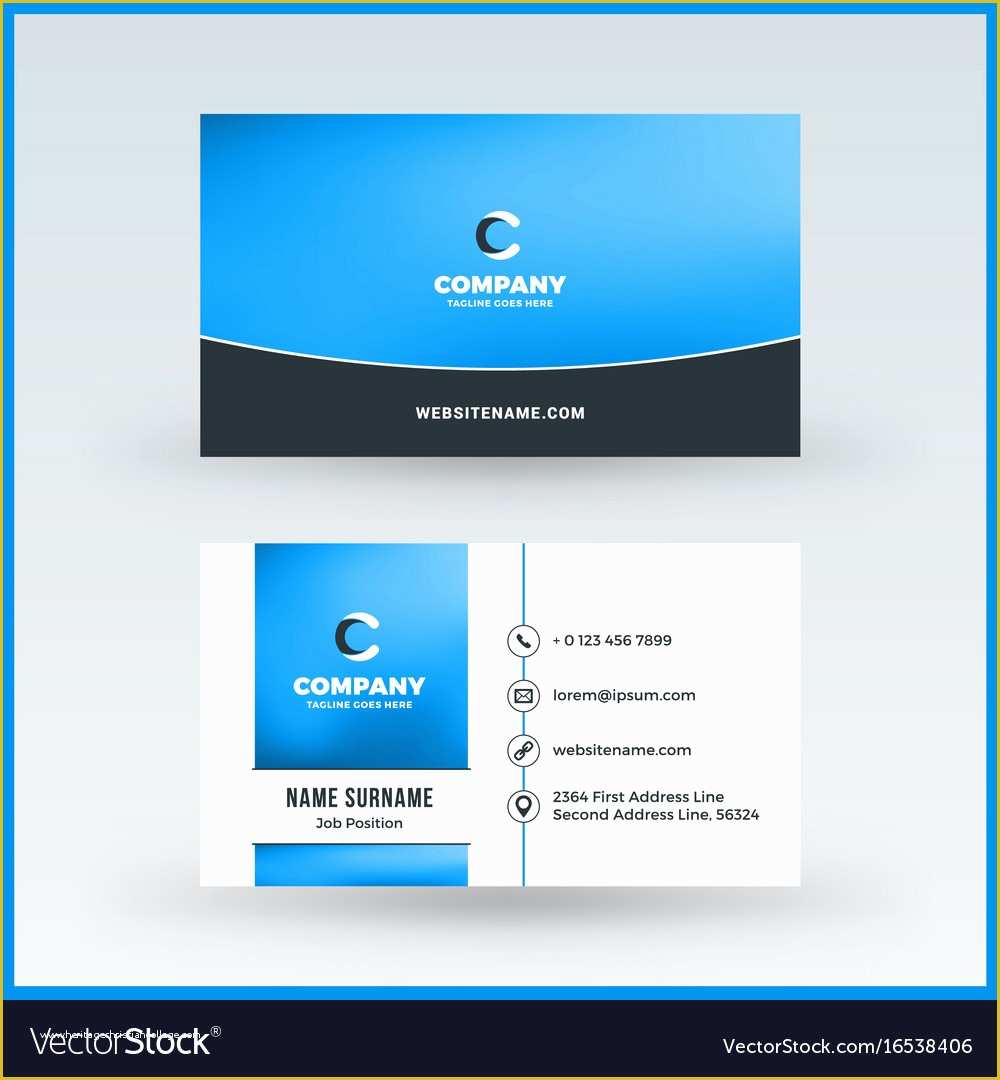 Double Sided Business Card Template Free Download Of Double Sided Horizontal Business Card Template Vector Image