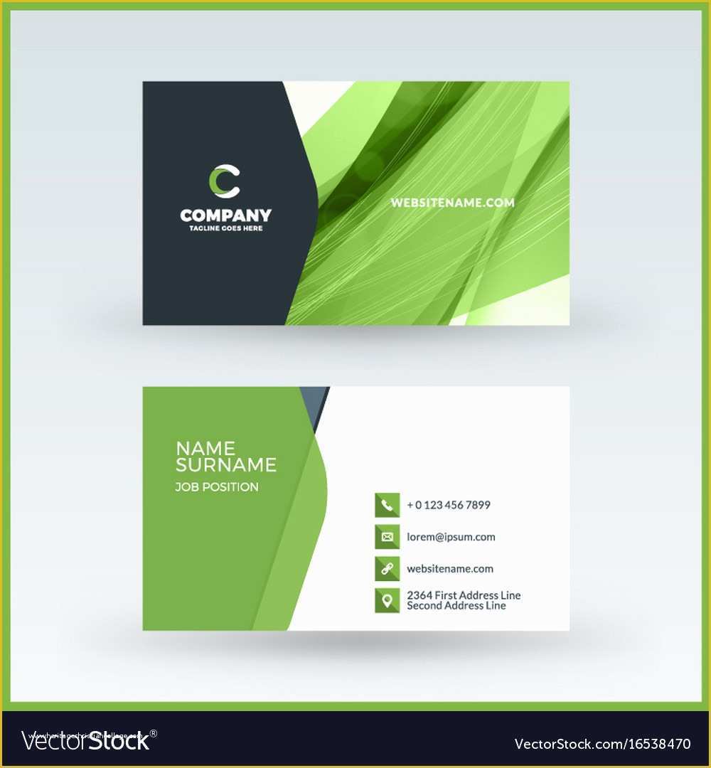 Double Sided Business Card Template Free Download Of Double Sided Horizontal Business Card Template Vector Image