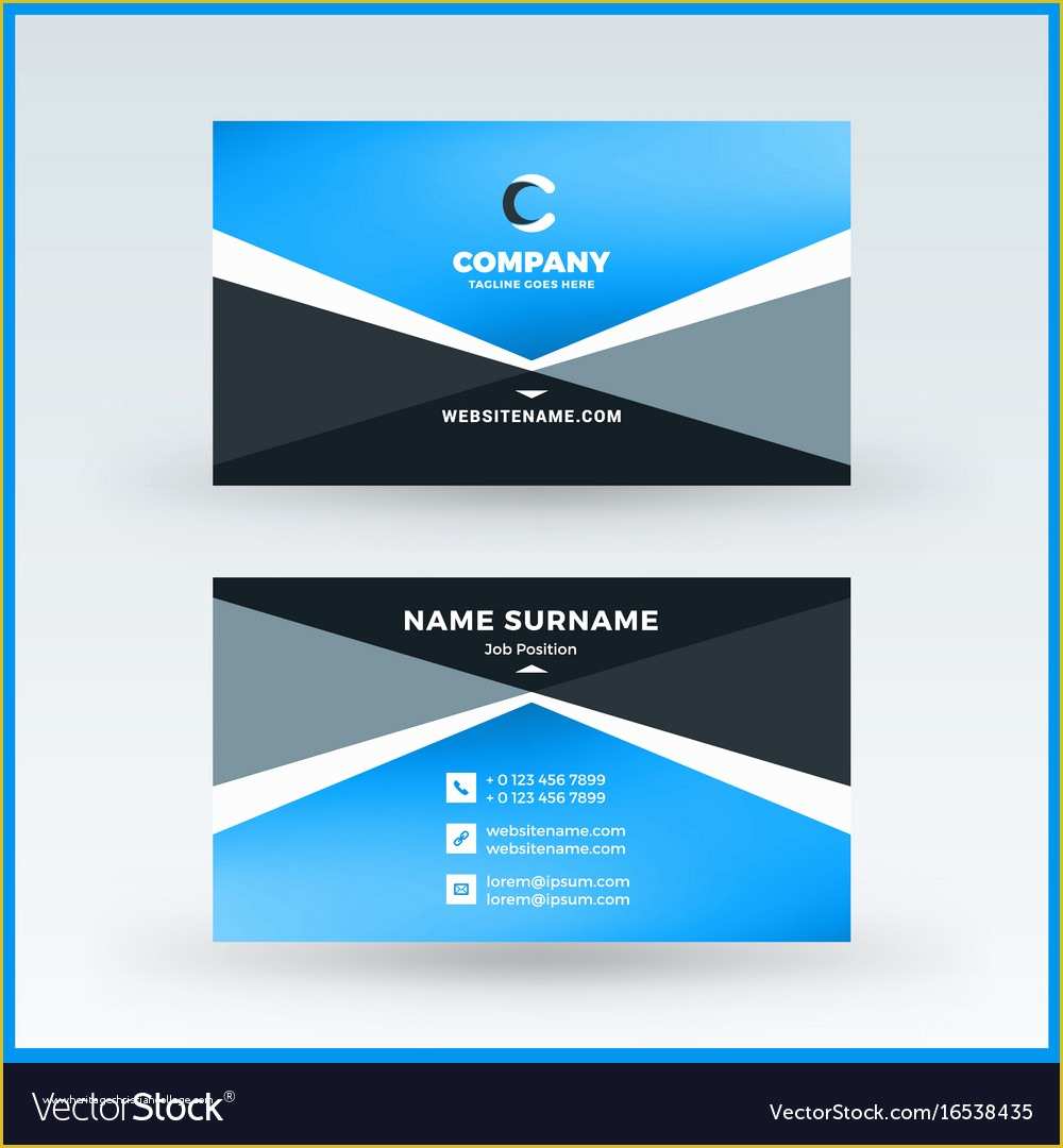 Double Sided Business Card Template Free Download Of Double Sided Horizontal Business Card Template Vector Image
