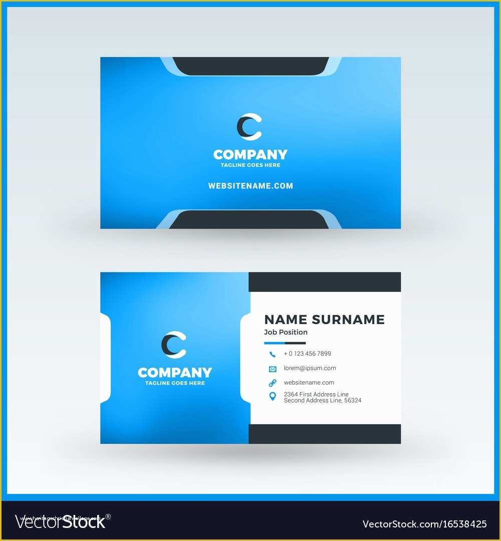 Double Sided Business Card Template Free Download Of Double Sided Horizontal Business Card Template Vector Image