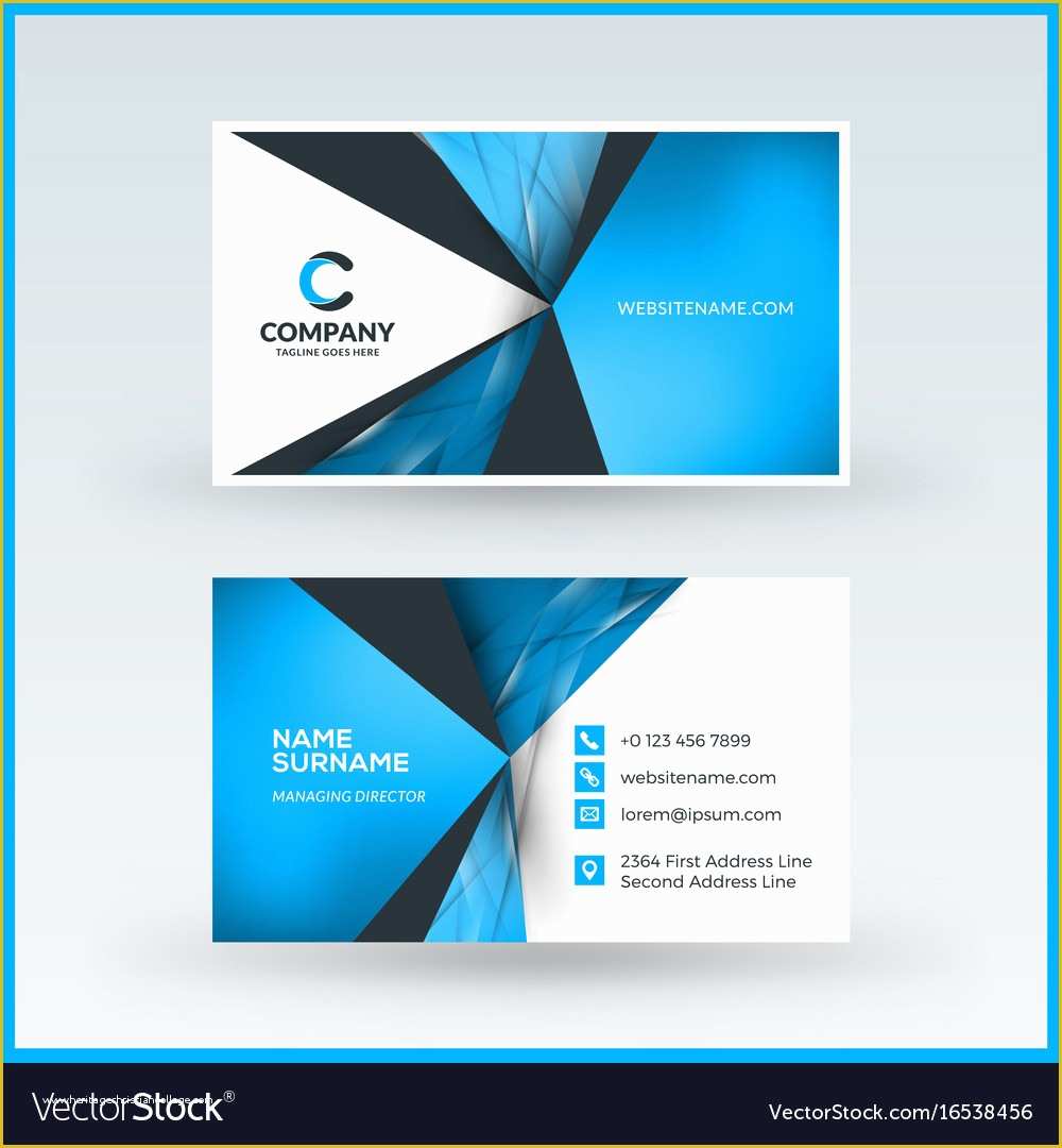 Double Sided Business Card Template Free Download Of Double Sided Horizontal Business Card Template Vector Image