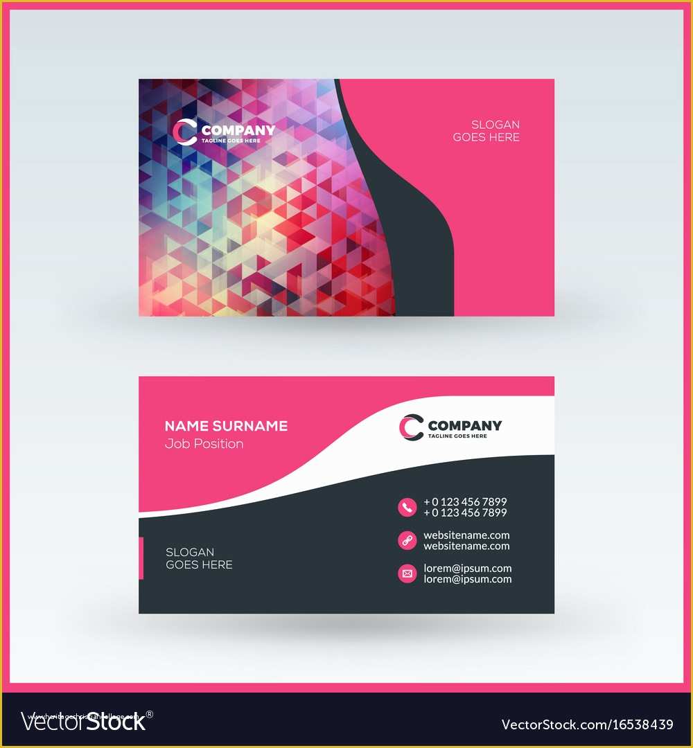 Double Sided Business Card Template Free Download Of Double Sided Horizontal Business Card Template Vector Image