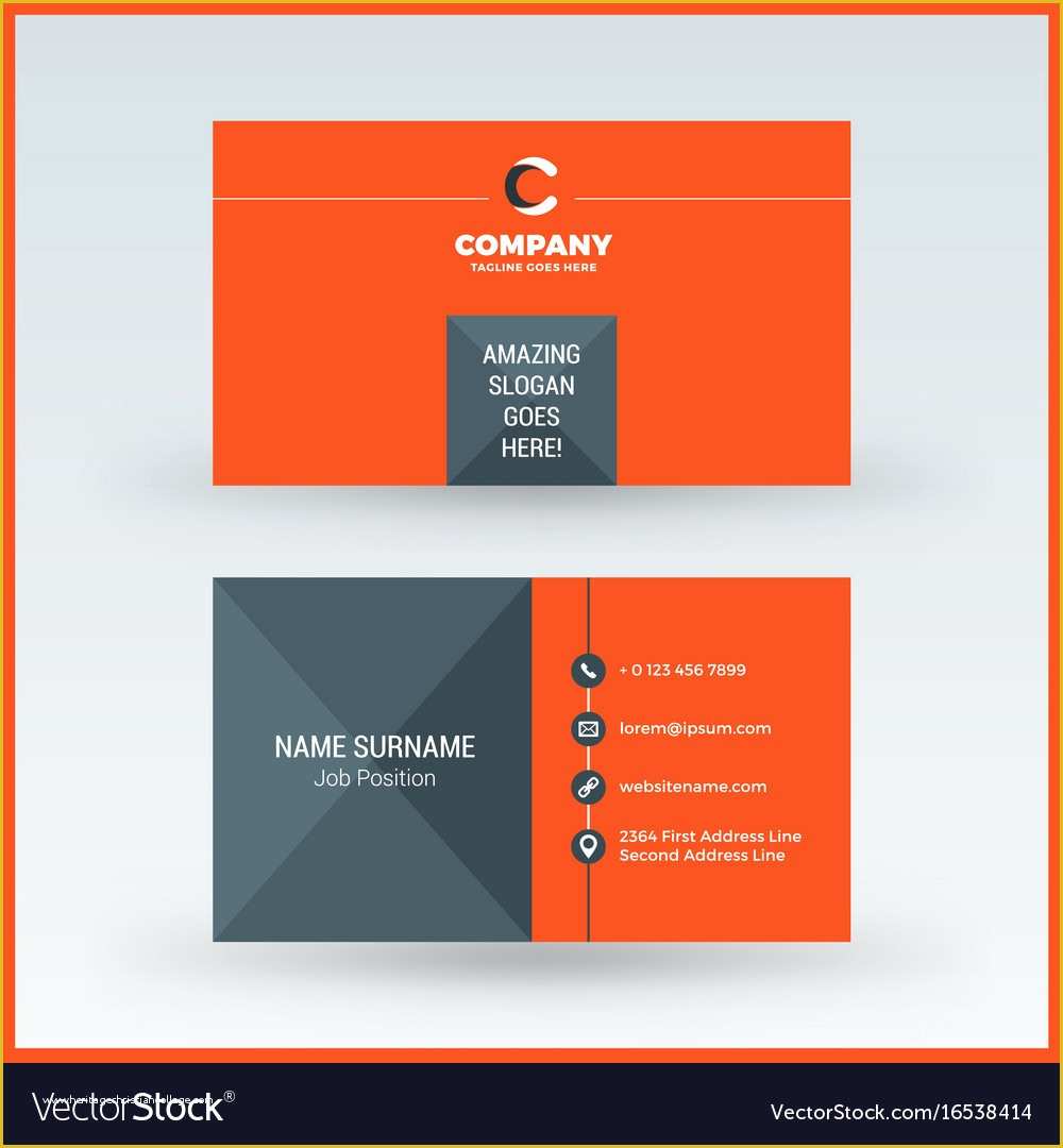 Double Sided Business Card Template Free Download Of Double Sided Horizontal Business Card Template Vector Image