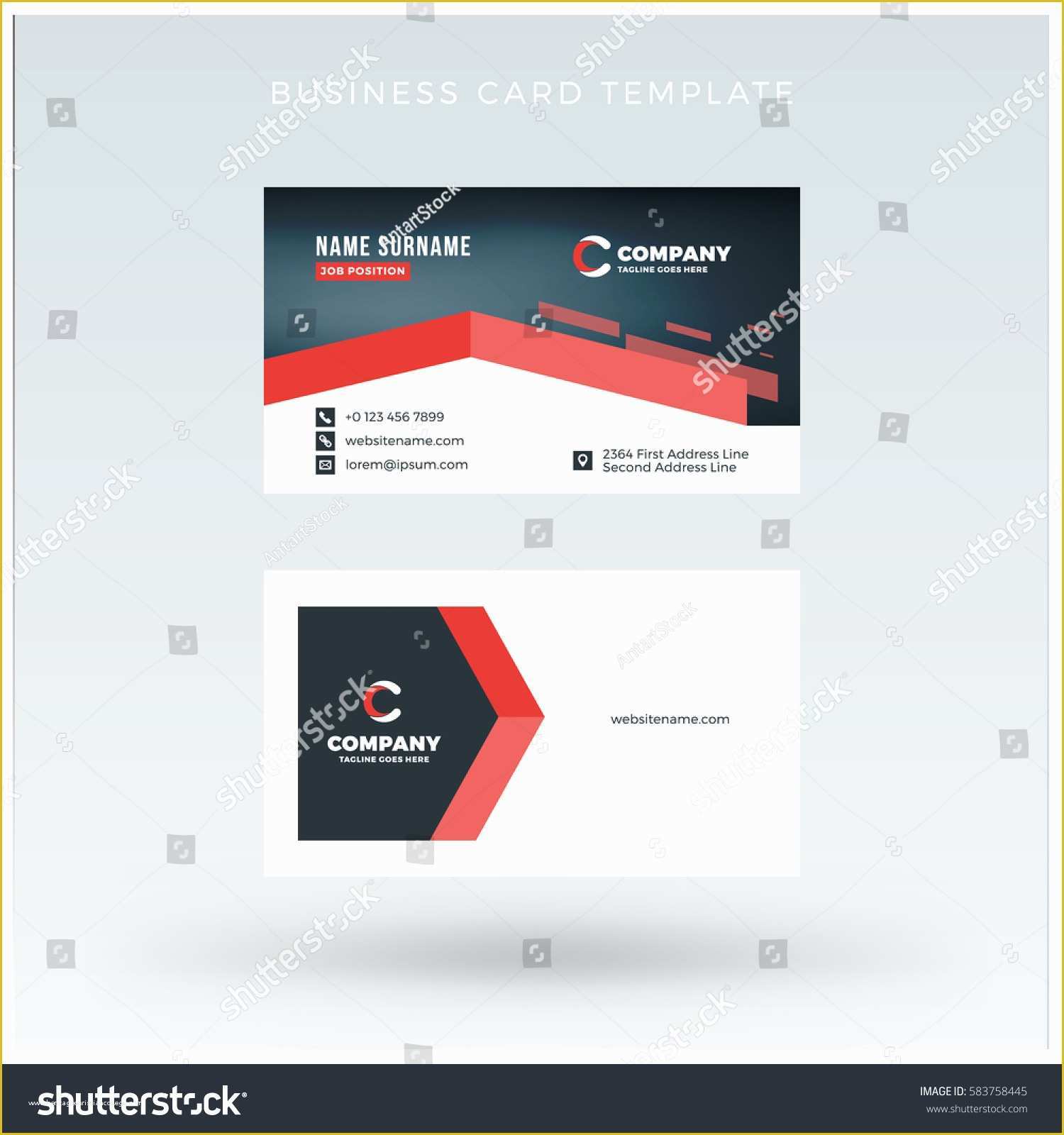 Double Sided Business Card Template Free Download Of Doublesided Red Business Card Template Vector Stock Vector