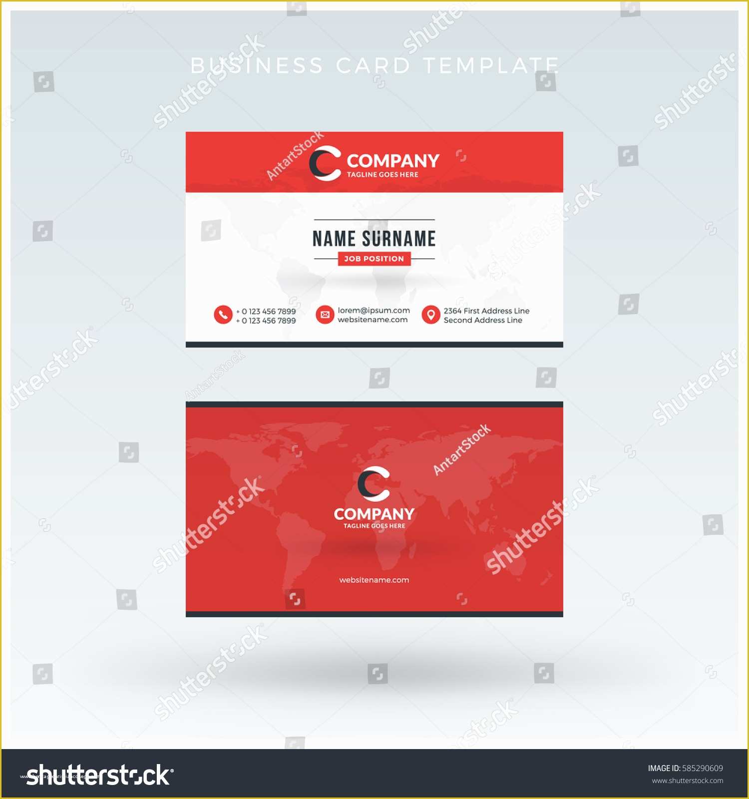Double Sided Business Card Template Free Download Of Doublesided Red Business Card Template Vector Stock Vector