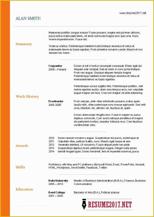 Download Free Resume Templates 2017 Of Free Resume Templates 2017