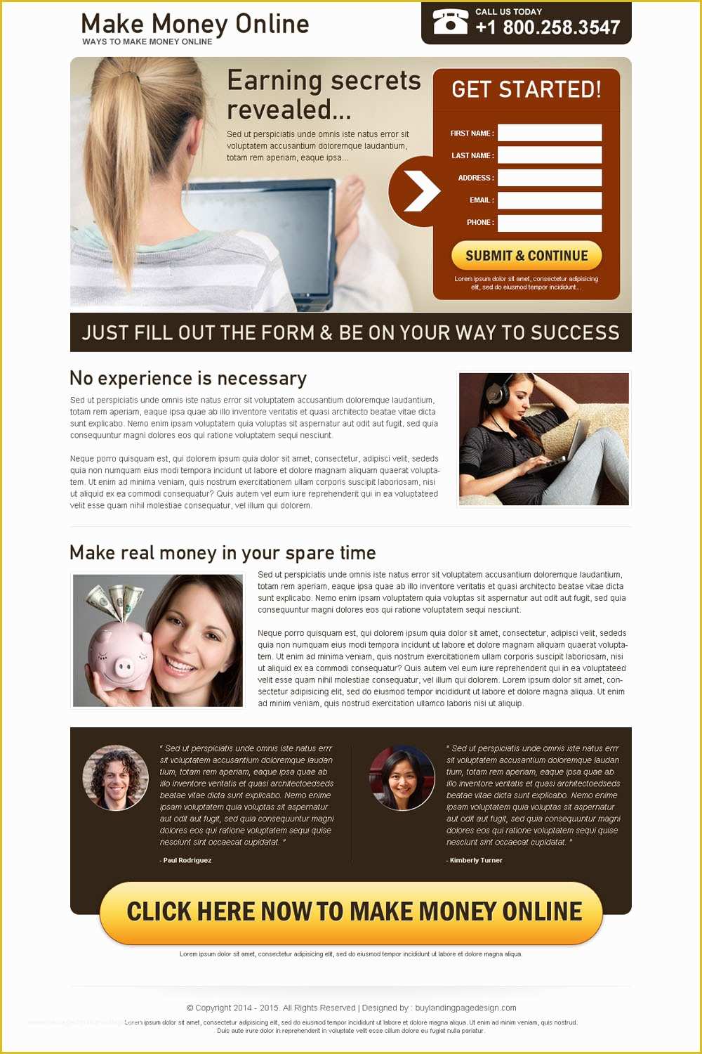 Dreamweaver Landing Page Templates Free Of High Converting Makes Money Online Landing Page Design 2016