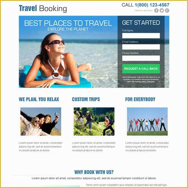 Dreamweaver Landing Page Templates Free Of Online Travel Booking Lead Capture Responsive Landing