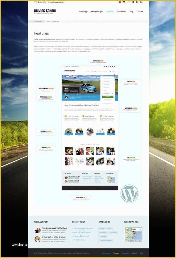 Dreamweaver Photo Gallery Templates Free Of Driving School Wordpress theme for Small Business On Behance