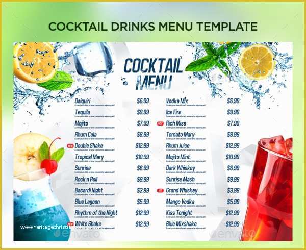 Drink Menu Template Free Of 21 Cocktail Menu Templates Free &amp; Premium Download