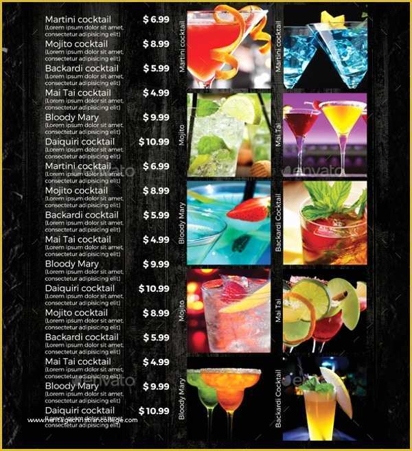 Drink Menu Template Free Of 21 Sample Drink Menu Templates