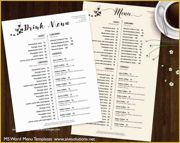 Drink Menu Template Free Of 21 Sample Drink Menu Templates