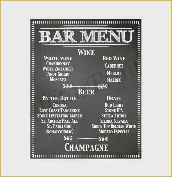 Drink Menu Template Free Of 24 Bar Menu Templates – Free Sample Example format