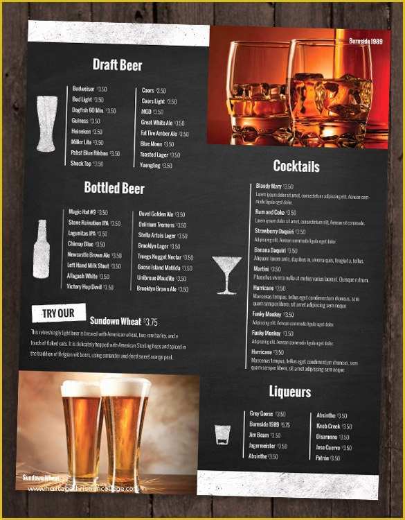 Drink Menu Template Free Of 28 Drink Menu Templates – Free Sample Example format