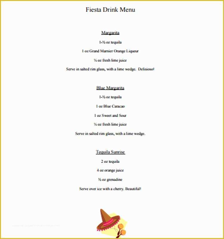 Drink Menu Template Free Of 35 Free Menu Templates Pdf Word Documents Download