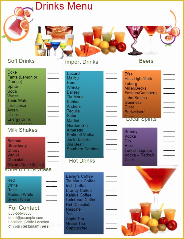 Drink Menu Template Free Of 35 Free Menu Templates Word Doc Psd Designs