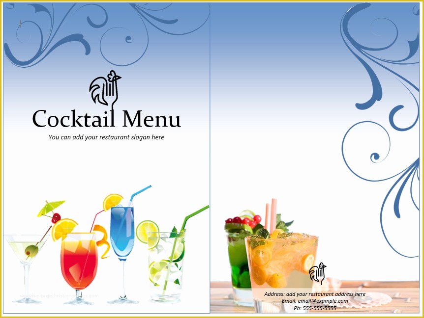 Drink Menu Template Free Of Cocktail Menu Template Word Templates