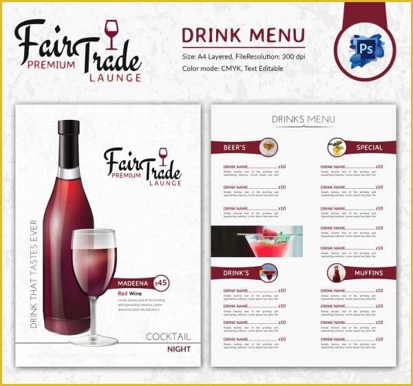 Drink Menu Template Free Of Drink Menu Template – 25 Free Psd Eps Documents Download