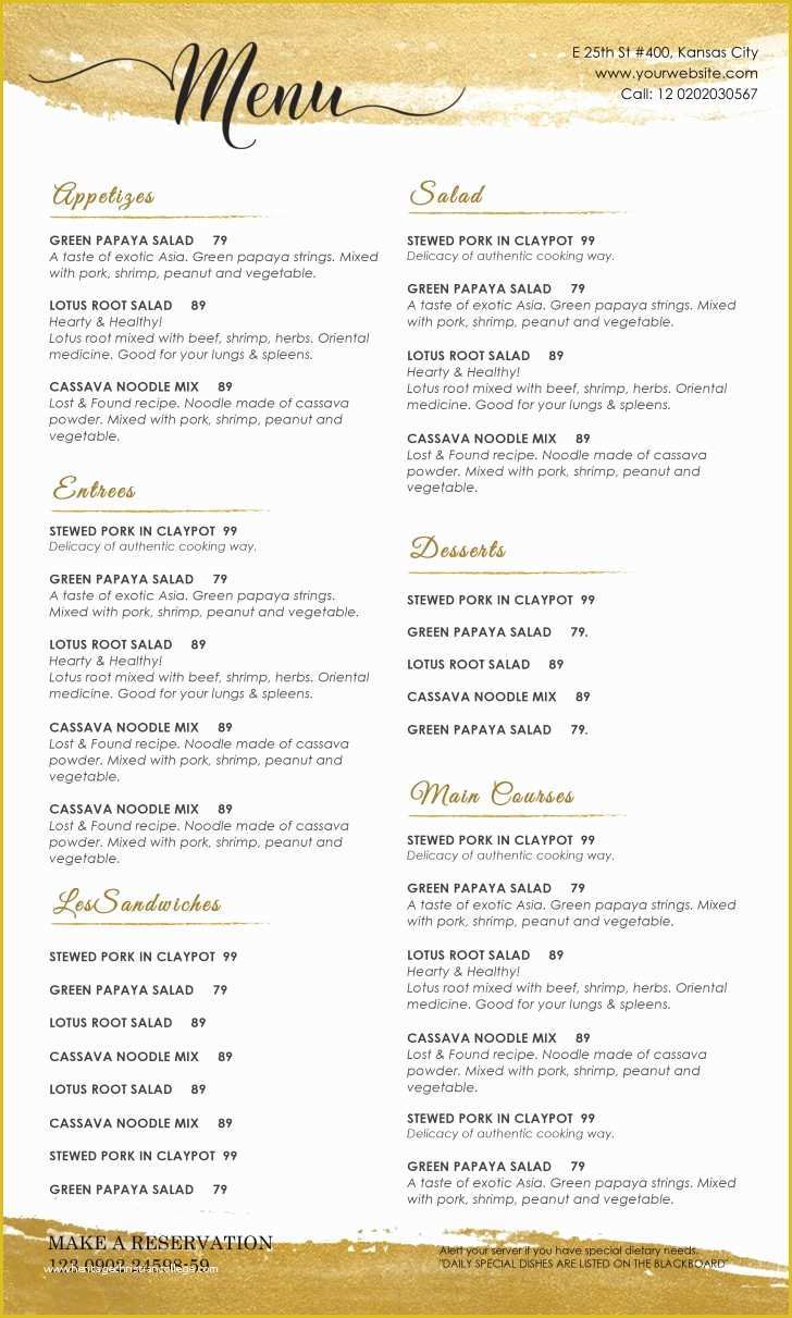 Drink Menu Template Free Of Template Drink Menu Template