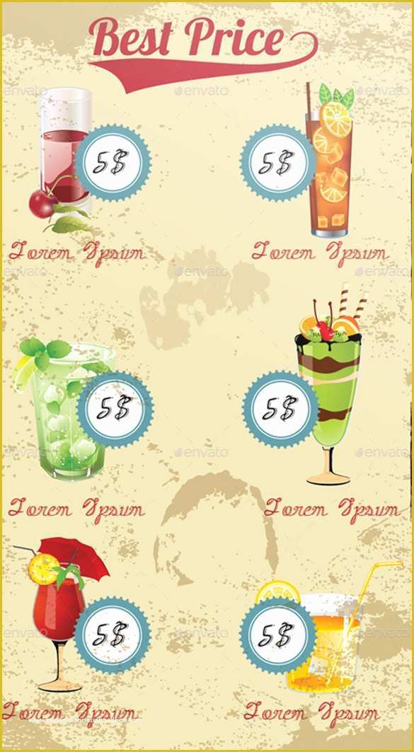 Drinks Menu Template Free Download Of 29 Cocktail Menu Templates – Free Sample Example format