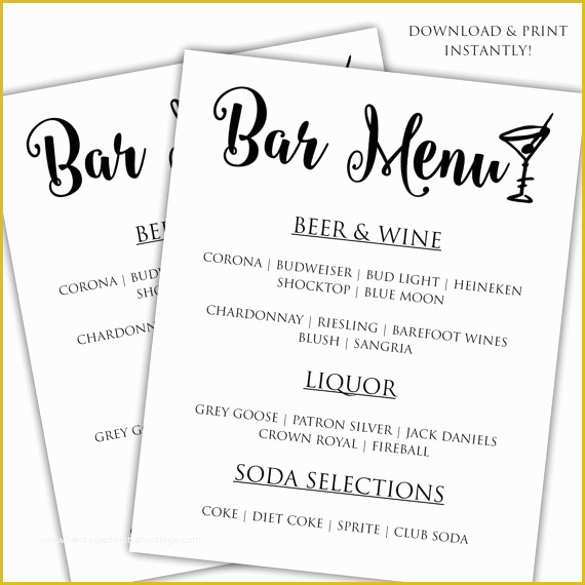 Drinks Menu Template Free Download Of Bar Menu Template 24 Download Documents In Psd Word