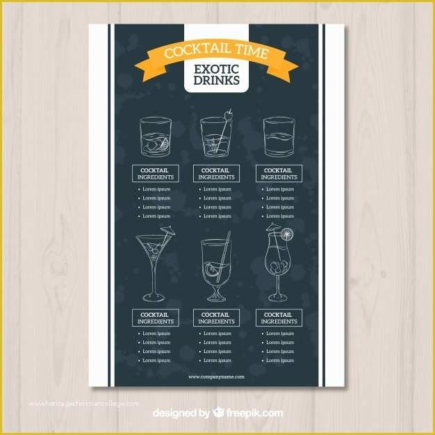 Drinks Menu Template Free Download Of Cocktail Menu Template In Blackboard Style Vector