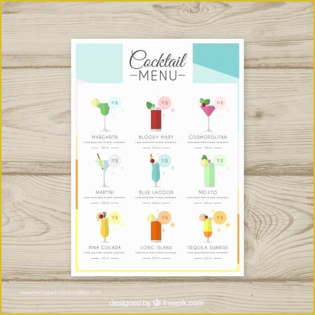 Drinks Menu Template Free Download Of Cocktail Menu Template In Flat Style Vector