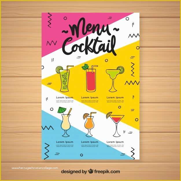 Drinks Menu Template Free Download Of Cocktail Menu Template with Different Drinks Vector