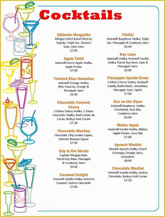 Drinks Menu Template Free Download Of Cocktail Menu Templates – 54 Free Psd Eps Documents
