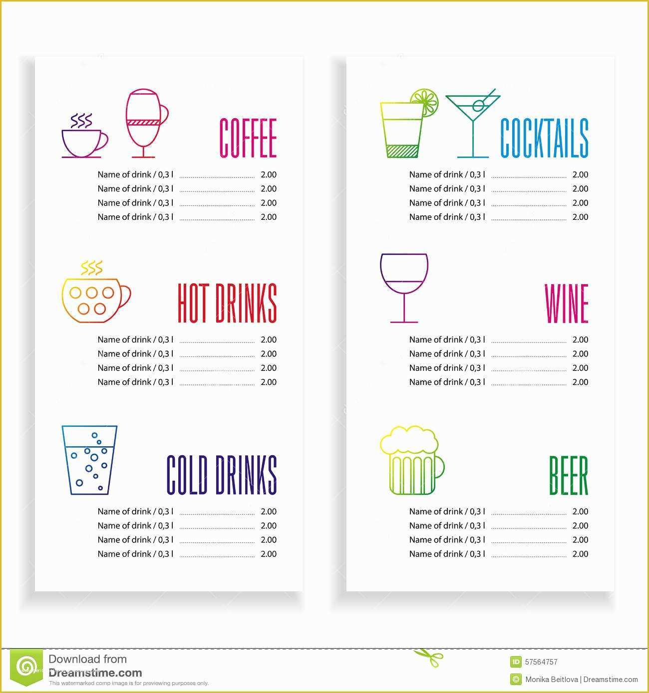 Drinks Menu Template Free Download Of Drink Menu Template Stock Vector Illustration Of Drink