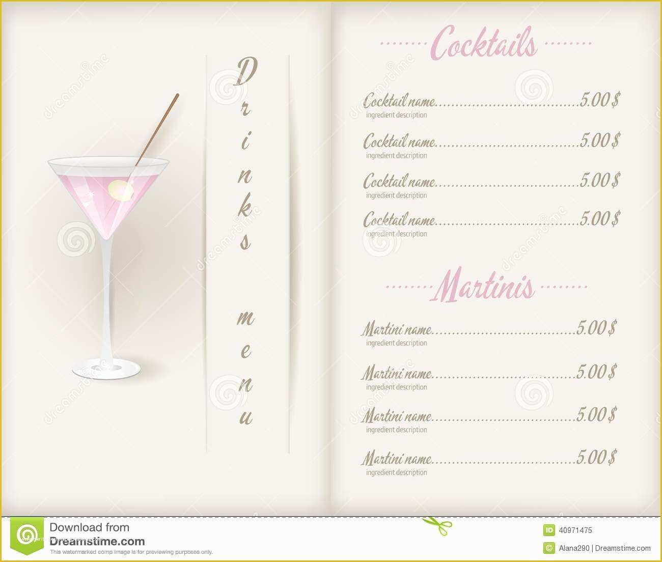 Drinks Menu Template Free Download Of Drink Menu Template Stock Vector Illustration Of Party