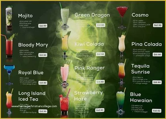 60 Drinks Menu Template Free Download