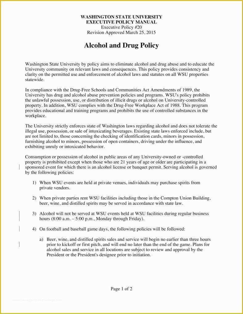 Drug Free Workplace Policy Template Of 5 Drug & Alcohol Policy Templates Pdf Doc