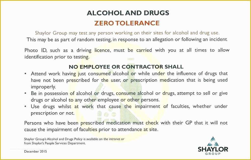 Drug Free Workplace Policy Template Of Drug Free Workplace Policy Template A Pany Model