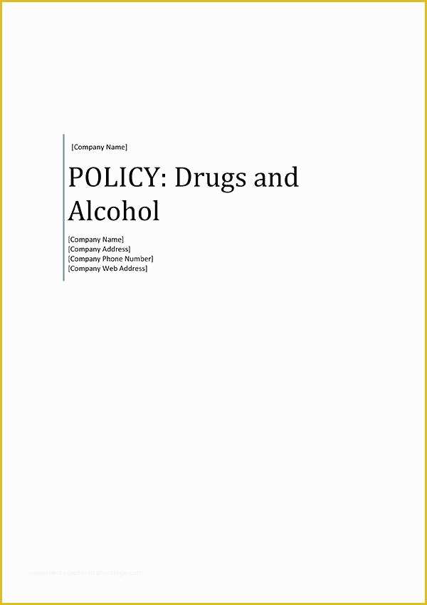 Drug Free Workplace Policy Template Of Drug Free Workplace Policy Template A Pany Model