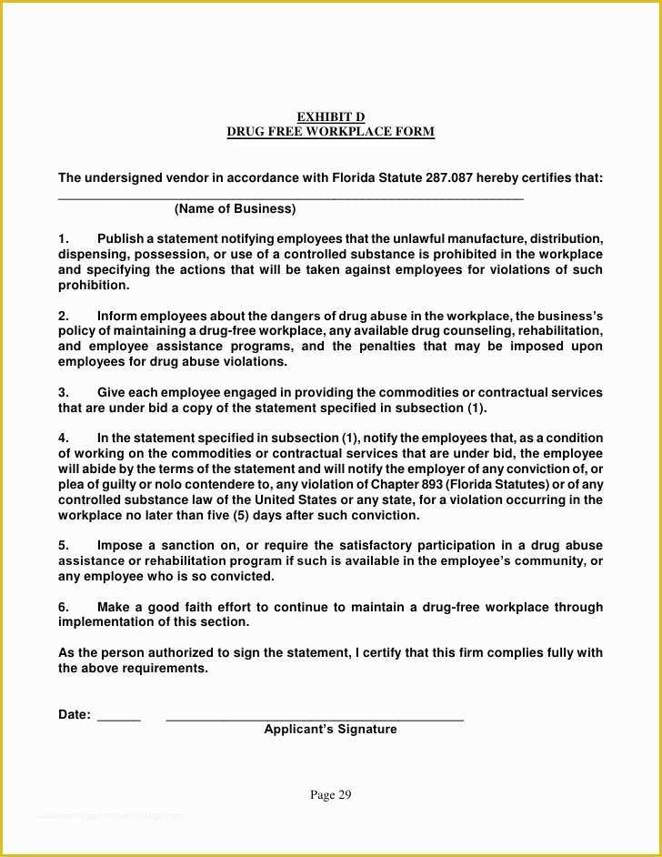 Drug Free Workplace Policy Template Of Request for Proposal Bid No 397 Self Insured Prescription