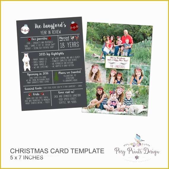 E Christmas Card Templates Free Of Year In Review Christmas Card Template 5x7 Card