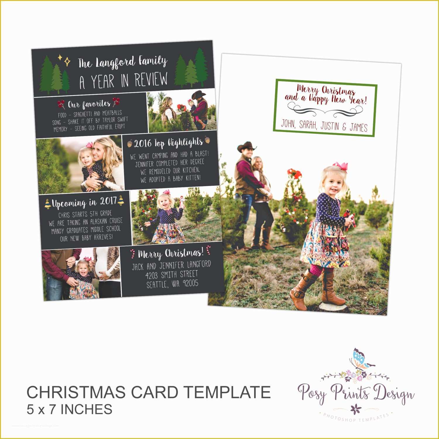 E Christmas Card Templates Free Of Year In Review Christmas Card Template 5x7 Card