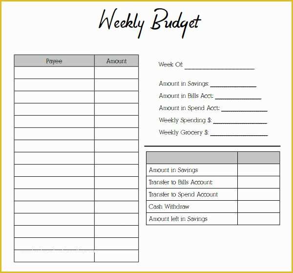Easy Budget Spreadsheet Template Free Of 17 Simple Weekly Bud Templates Free Excel Word Pdf
