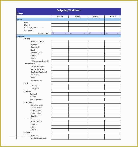 Easy Budget Spreadsheet Template Free Of 6 Weekly Bud Templates Doc Excel Pdf