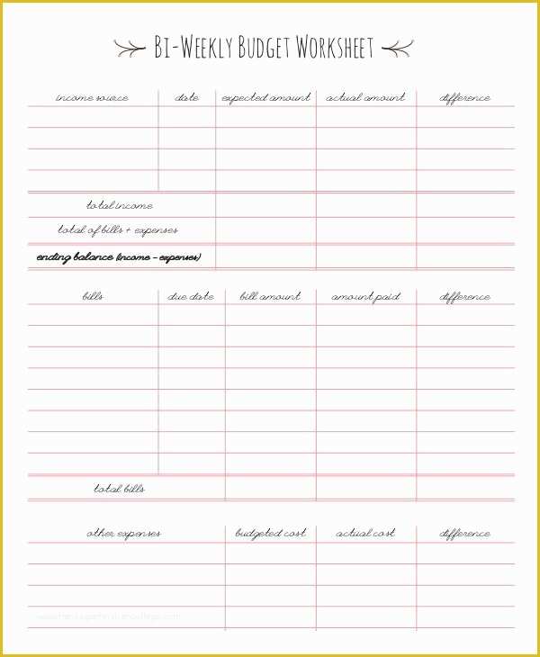 Easy Budget Spreadsheet Template Free Of Bi Weekly Bud Worksheet Simple Monthly Bud