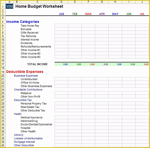 Easy Budget Spreadsheet Template Free Of Home Bud Worksheet Template