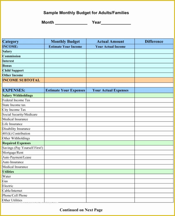 Easy Budget Spreadsheet Template Free Of Simple Monthly Bud Template