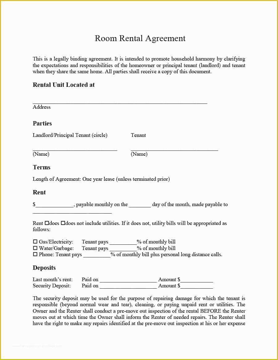 Easy Free Rental Agreement Template Of 39 Simple Room Rental Agreement Templates Template Archive